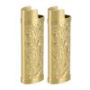 2Pcs Lighter Case Zinc Alloy Lighter Storage Container Floral Pattern for Outdoor Camping Hiking