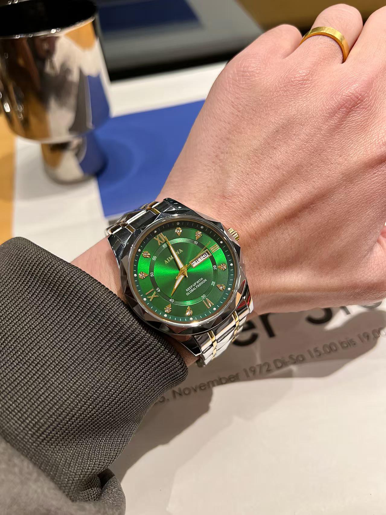 Swiss Men s Waterproof Fashion Watch with Dual Calendar & Luminous Features