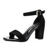 Fashion Women 2025 Summer Fashion Sandals Medium High Heel Block Heel Sandals Outdoor Fashion Sandals Women Heels Black Red Sandalias