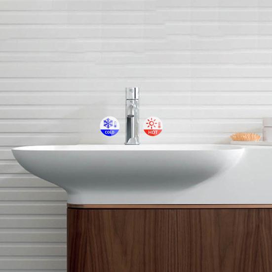 6Pcs/Set Hot Cold Sign Sticker Waterproof PVC Self-adhesive House Kindergarten Bathroom Office Water Temperature Indication Sticker Round Warning