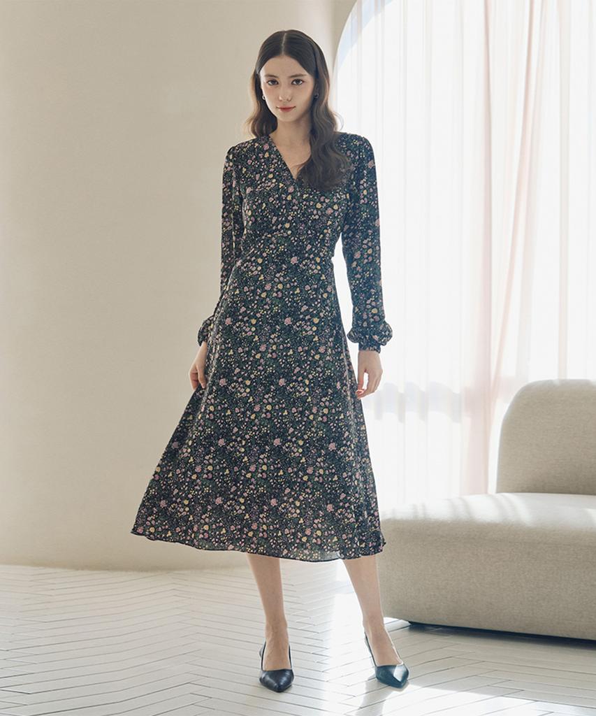 SOUP Floral Fake Wrap Long Dress (Sb2Opf1)