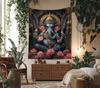 Golden Arch Ganesha Tapestry Single Sided 2D Print Majestic Wall Decor Home Living Room Temple Area Sacred Decor Devotional Gift