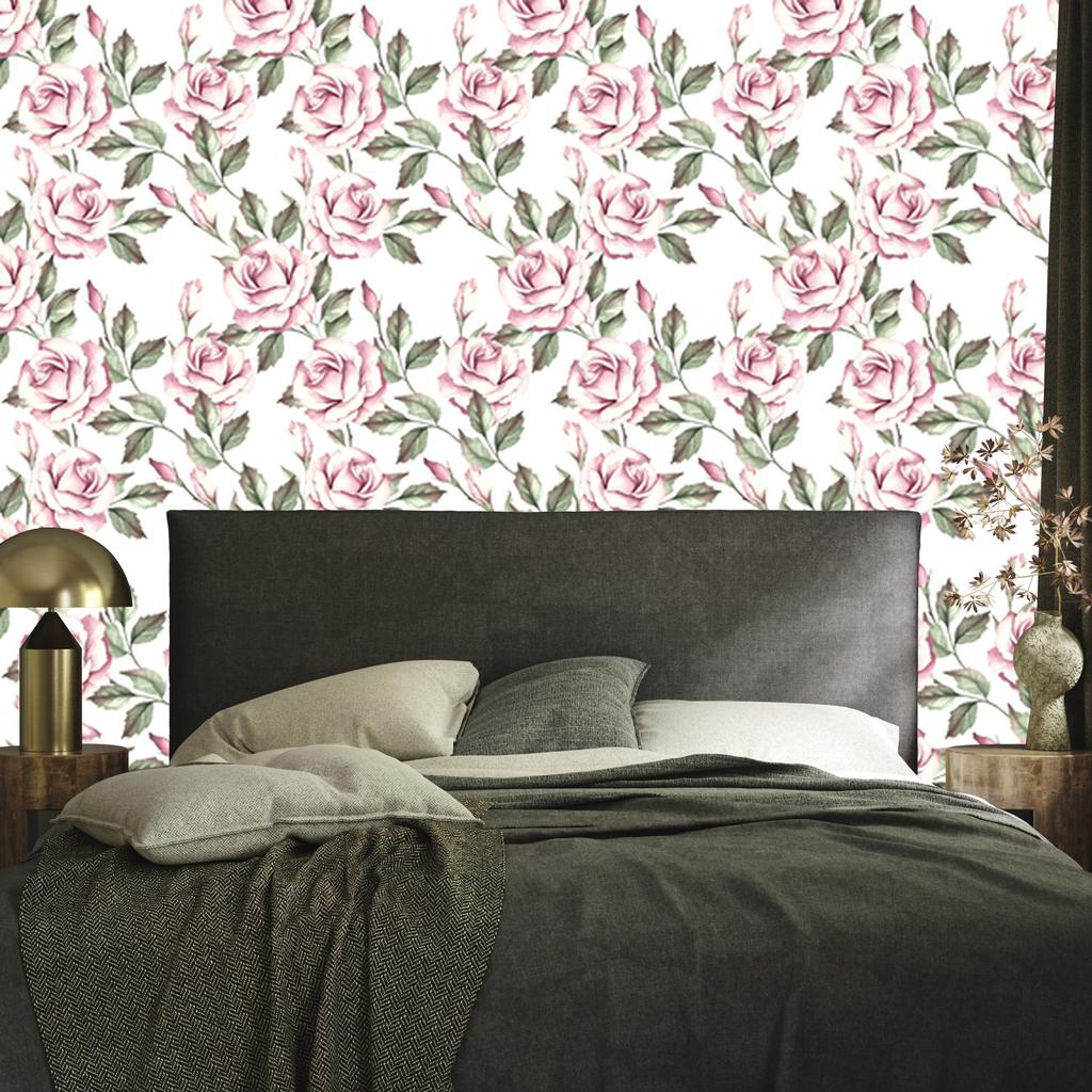 Bright roses with leaves wallpaper for living room and bedroom 50x1000