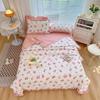 Cute Cartoon Rabbit Comforter Set Queen Pink Tulip Flowers Summer Thin Quilt Core Soft Botanical Floral Quilt With 2 Pillowcase