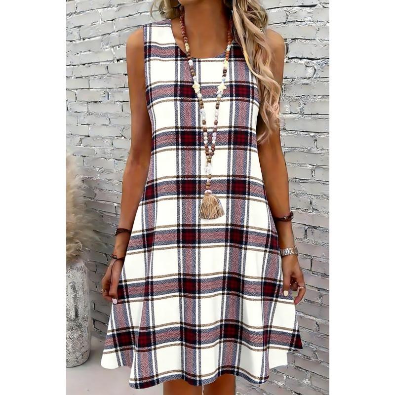 Nuevos Vestidos de Verano para Mujer Sin Mangas Vestidos de Rodilla Cuello Redondo Vestidos Casuales para Vacaciones en la Playa Vestidos de Mujer con Estampado Floral