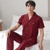 1011 Summer New Couple Pajamas Pure Cotton Red Natal Year Short-sleeved Trousers Set Wedding Men's and Women's Loungewear