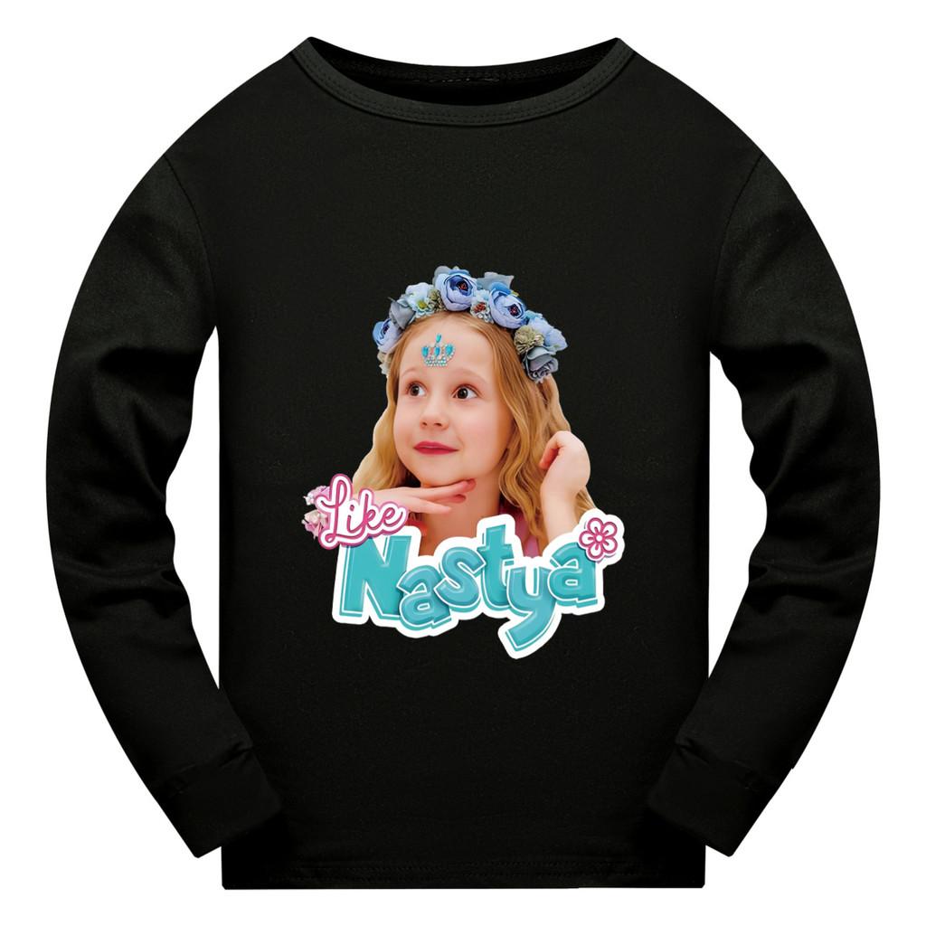 

5530 Kids Boys Girls Nastya Print Long Sleeves T-Shirt 130cm чорний