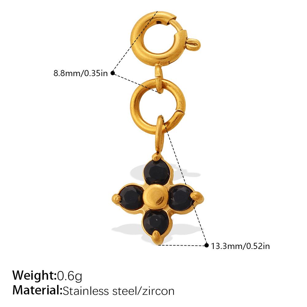 Light Luxury Geometric Square Color Zircon Jewelry Clasp Pendant, 18K Gold Plated Stainless Steel DIY Charm