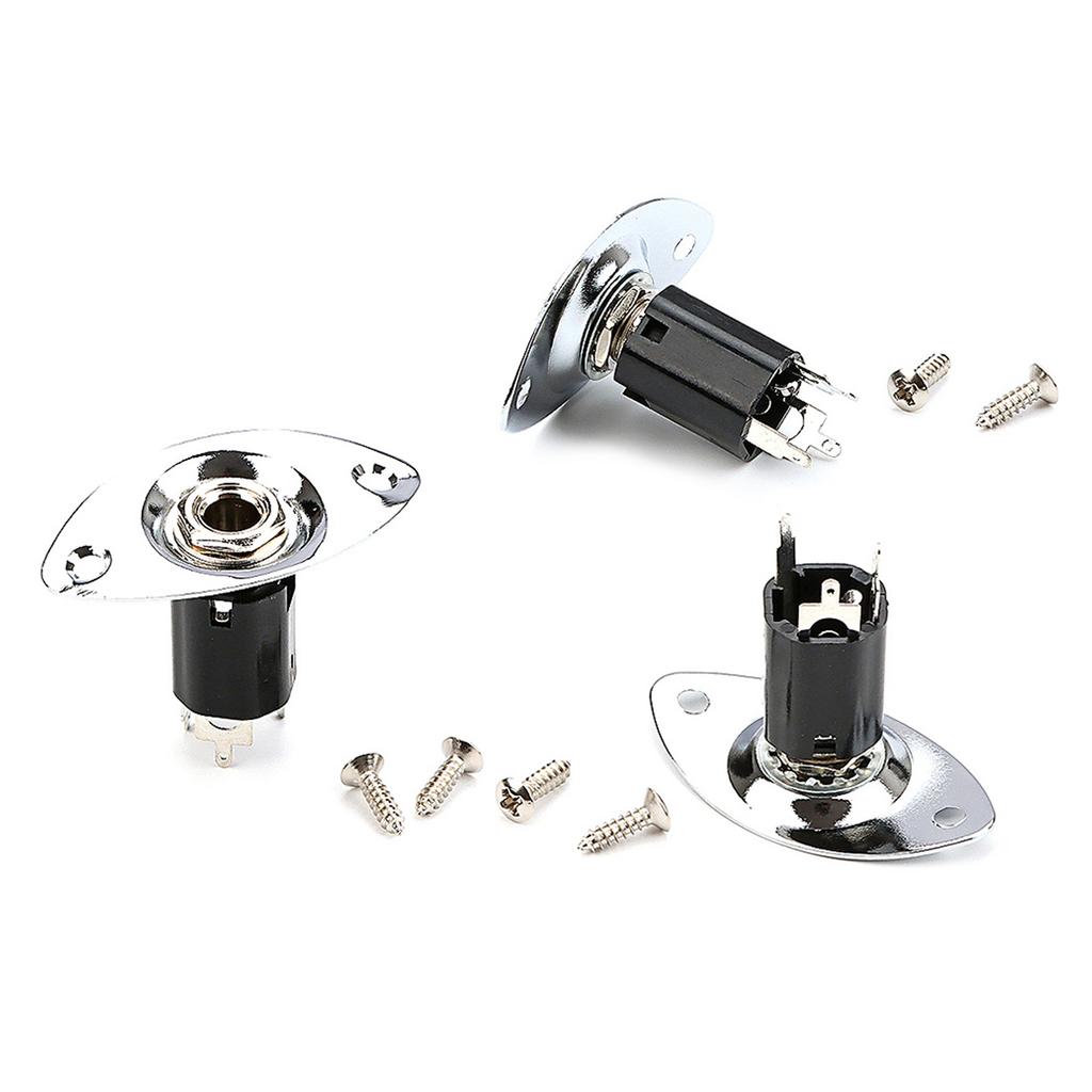 Electric Guitar Pickup Oval 6.35mm Jack Plate Jackplate Oval Output Input Jack Plate Socket With Mounting Screws