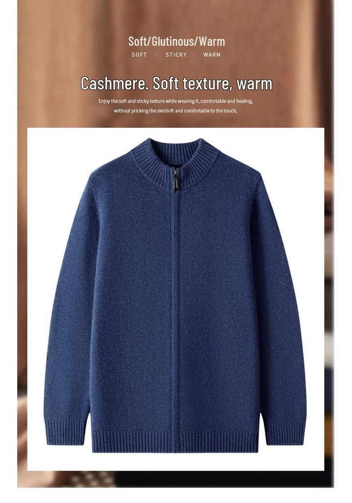 2024 Men's Cashmere Zipper Cardigan: Autumn/Winter Business Casual Stand Collar Sweater