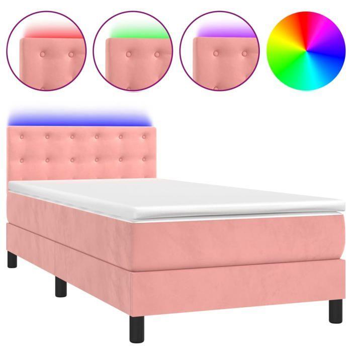 Maison Exclusive - Sommier à lattes de lit avec matelas et LED Rose 90x190 cm