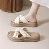 Thick bottom cross one-word drag women's summer new fashion comfortable casual pearl with skirt sandals