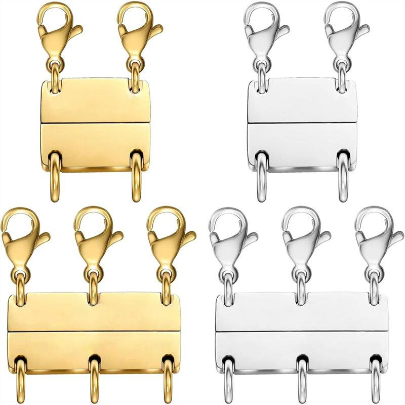 

Fresh Magnetic Jewelry Connector 4Pcs Multi Necklace For Layering Clasp In Silver And Gold For Necklace Separators