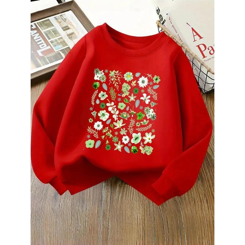 Kids Sweatshirt Print Round-Neck Sweatshirt - Soft , Spring/Fall Casual & Sportswear, Comfortable ' Outerwear for & Playdates