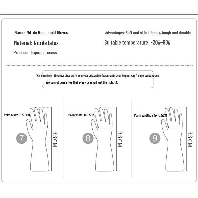 Kadın Dayanıklı Su Geçirmez Nitril Kauçuk Mutfak Temizlik Eldivenleri