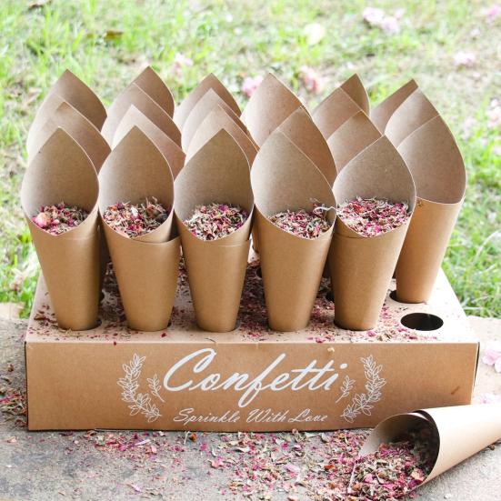 1 Set Confetti Tray 24 Holes Easy To Install Environmentally Friendly Reusable Multipurpose Wedding Decoration Kraft Paper Petal Confetti Cone Holder