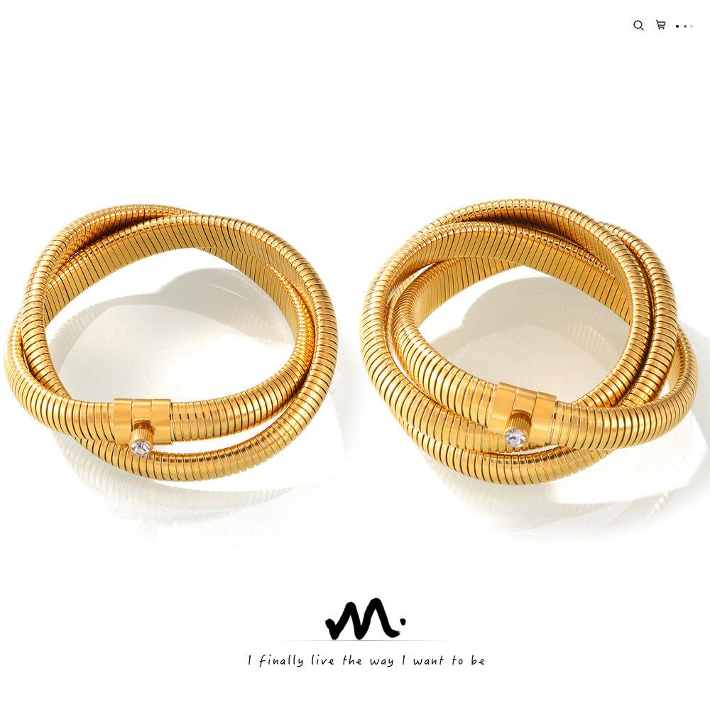 

Европейско-американский хип-хоп браслет-ожерелье из титановой стали с цирконом и золотым покрытием