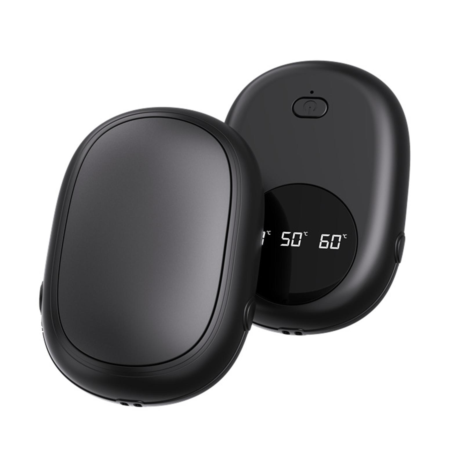 Magnetic split-type hand warmer, mini digital display, USB charging black-2000mAh