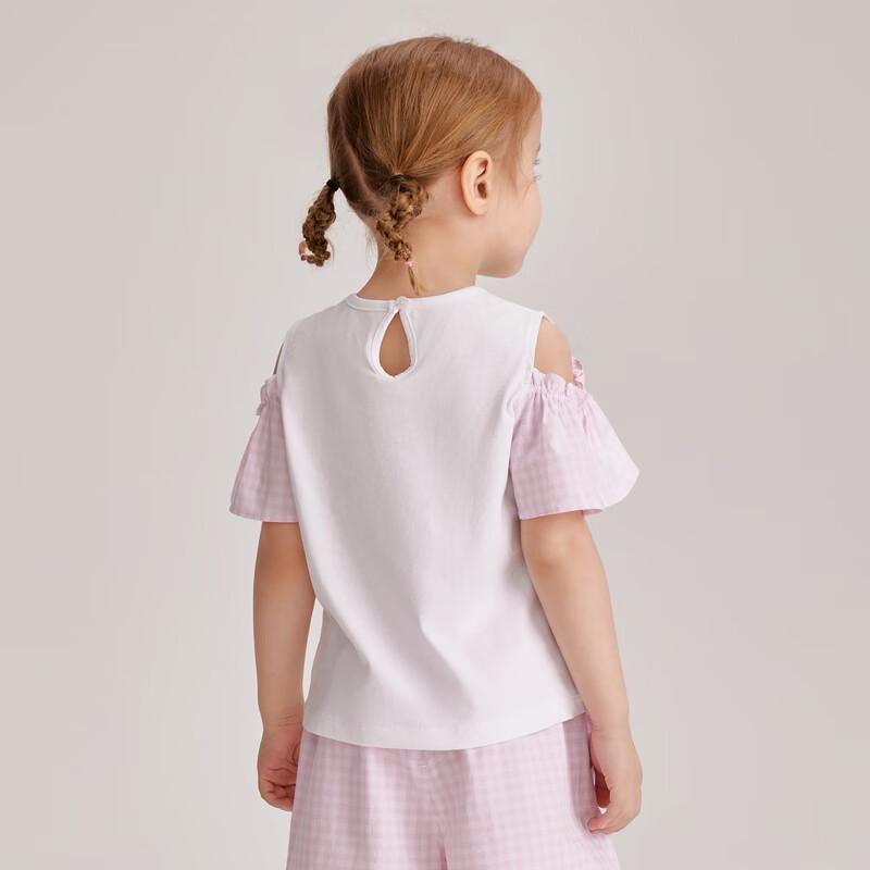 PawinPaw Baby Girls' Cartoon Bear Off-Shoulder Puff Sleeve T-Shirt