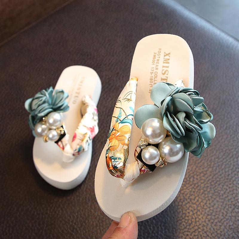 Summer Non Slip Children's Flip Flops Girls Fashion Beach Shoes Pinch Sandals Female Flowers Slippers Wear
