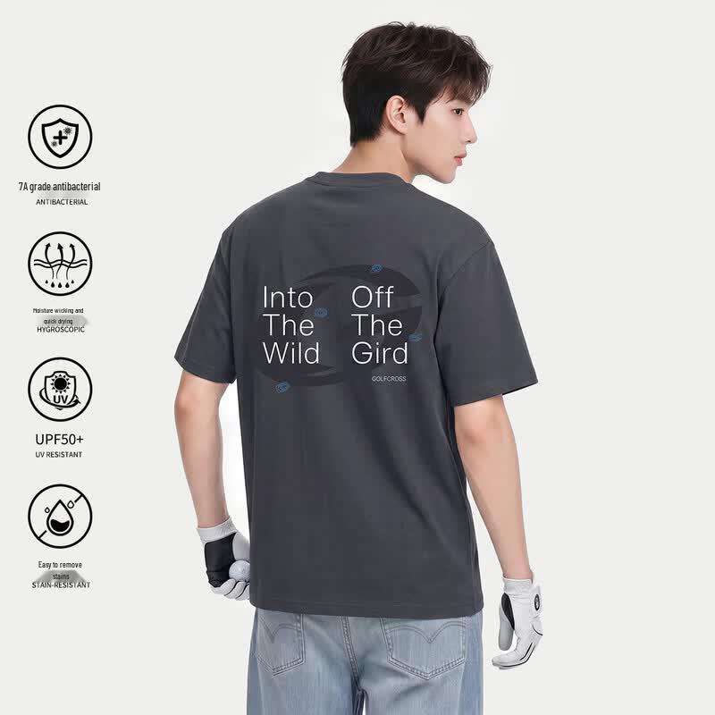 GOLFCROSS Unisex Letter Print Quick-Dry T-Shirt M