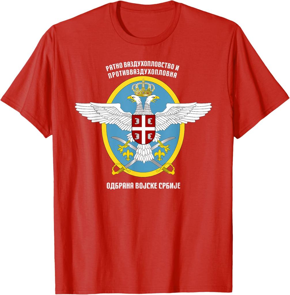 Serbian Army Air Force Serbia Flag Armed Forces Military TShirt Short Sleeve Casual  Cotton Shirt