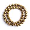 2/3/4/6/8/10mm Faceted Gold Color Hematite 15 Inch Round Stone Beads For Jewelry Making Loose Beads