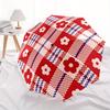 1pc Floral Checkered Automatic Folding Umbrella, 8-Rib Sturdy Canopy, Portable Travel Umbrella for Outdoor Use
