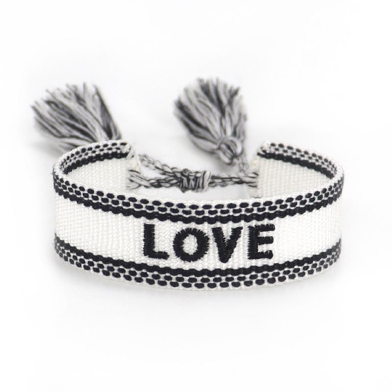 Handmade European Style Embroidered Love Bracelet with Tassels for Girls