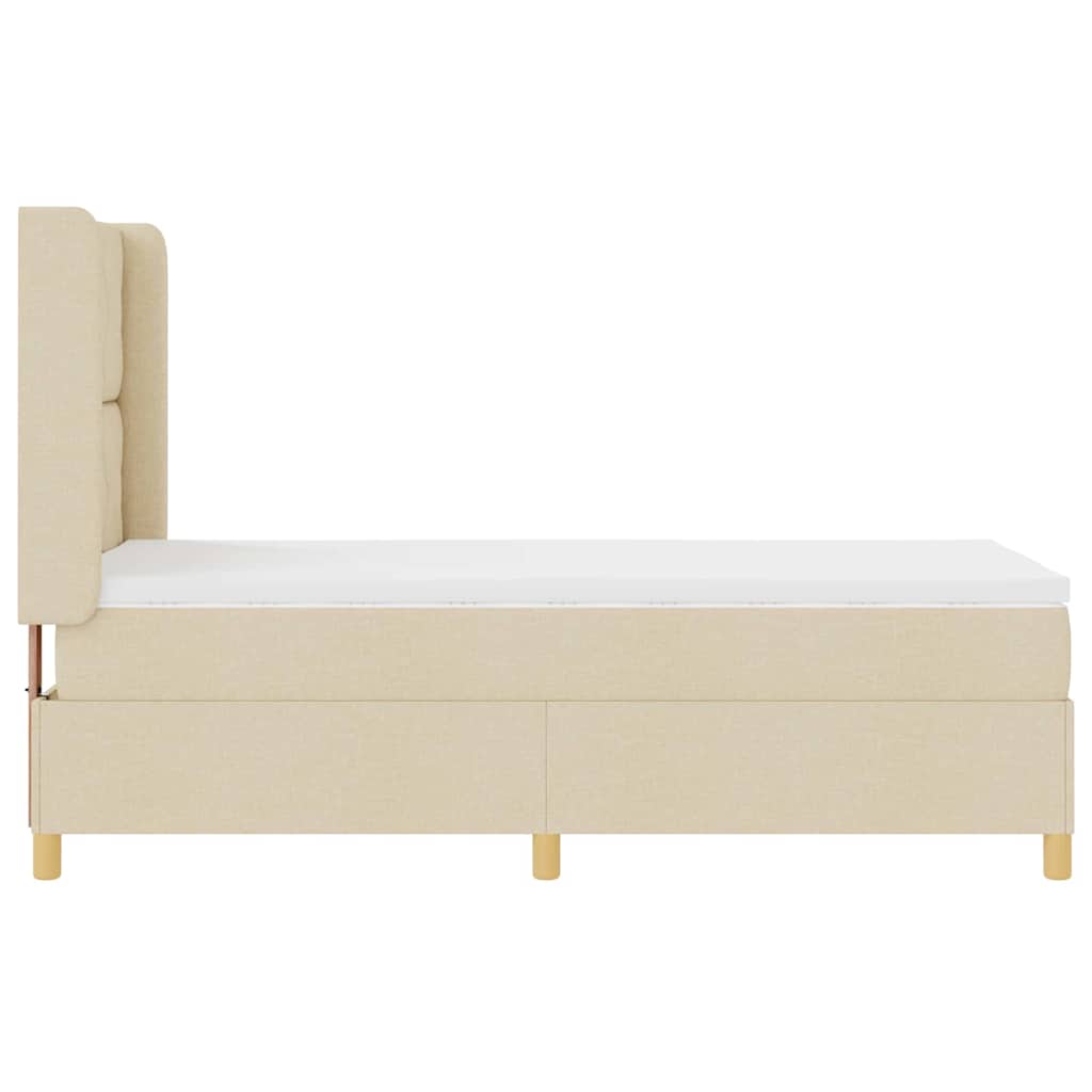 Box Spring Bed with Headboard Cream 90 x 190 cm Fabric