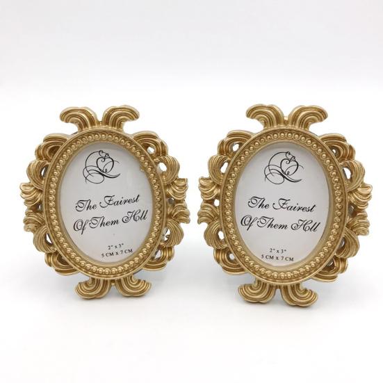 4Pcs Vintage Baroque Oval Photo Frame Mini Resin Picture Display Frame Home Bedroom Desktop Wedding Family Photo Holder Decoration