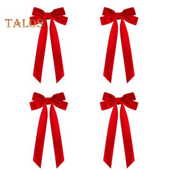 4Pcs Christmas Velvet Bow Ribbon Gifts Garlands Windows Doors Walls Stairs Bow Embellishments Handmade Decoration