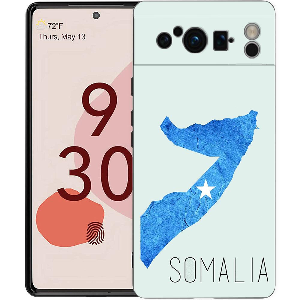 

Somali Somalia National Flag Phone Case For Google Pixel 10 9 8 7 Pro 9A 8A 7A 6A 6 Pro XL Soft TPU Bumper Black Cover Pixel 7 Pro