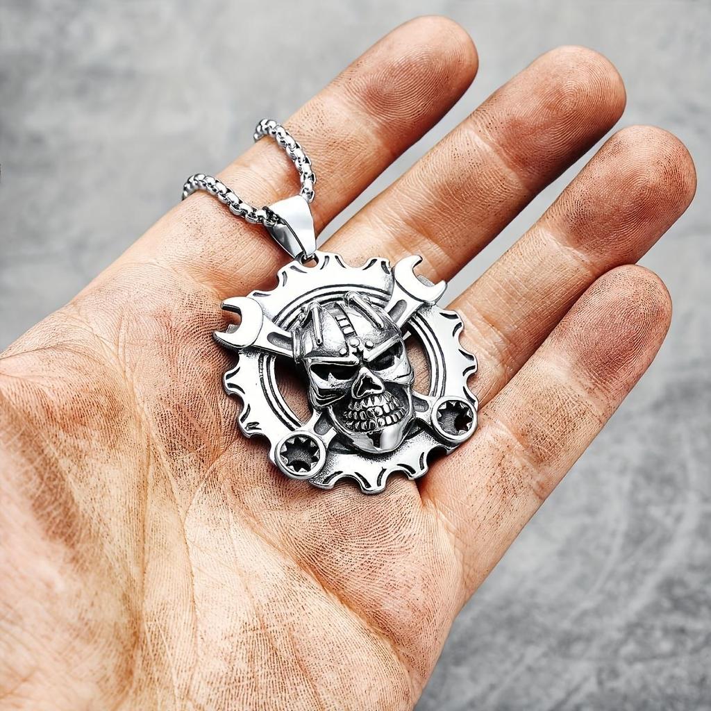 Collana Con Catena A Maglie Gotiche Con Punte, 6 Mm, Acciaio - Foto 7