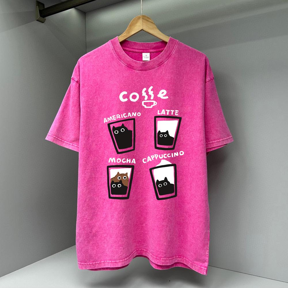 Vier verschiedene Kaffeesorten Herren T-Shirt Mode Lässige T-Shirts Street Oversize T-Shirt Locker Atmungsaktives T-Shirt Kleidung
