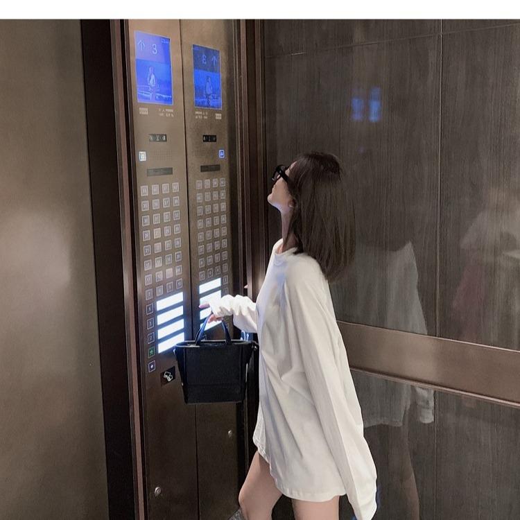 Fall Fashion Loose Fit Round Neck Long Sleeve Womens Tshirt Basic Tee