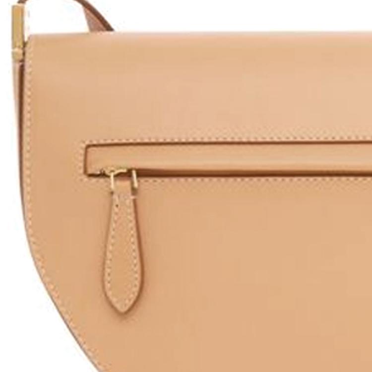 Burberry Leather Saddle Shoulder Bag, Luxury Tan Gold-Tone Hardware Adjustable Strap Hobo Handbag for Women, Daily Commute & Casual Outing 80430871