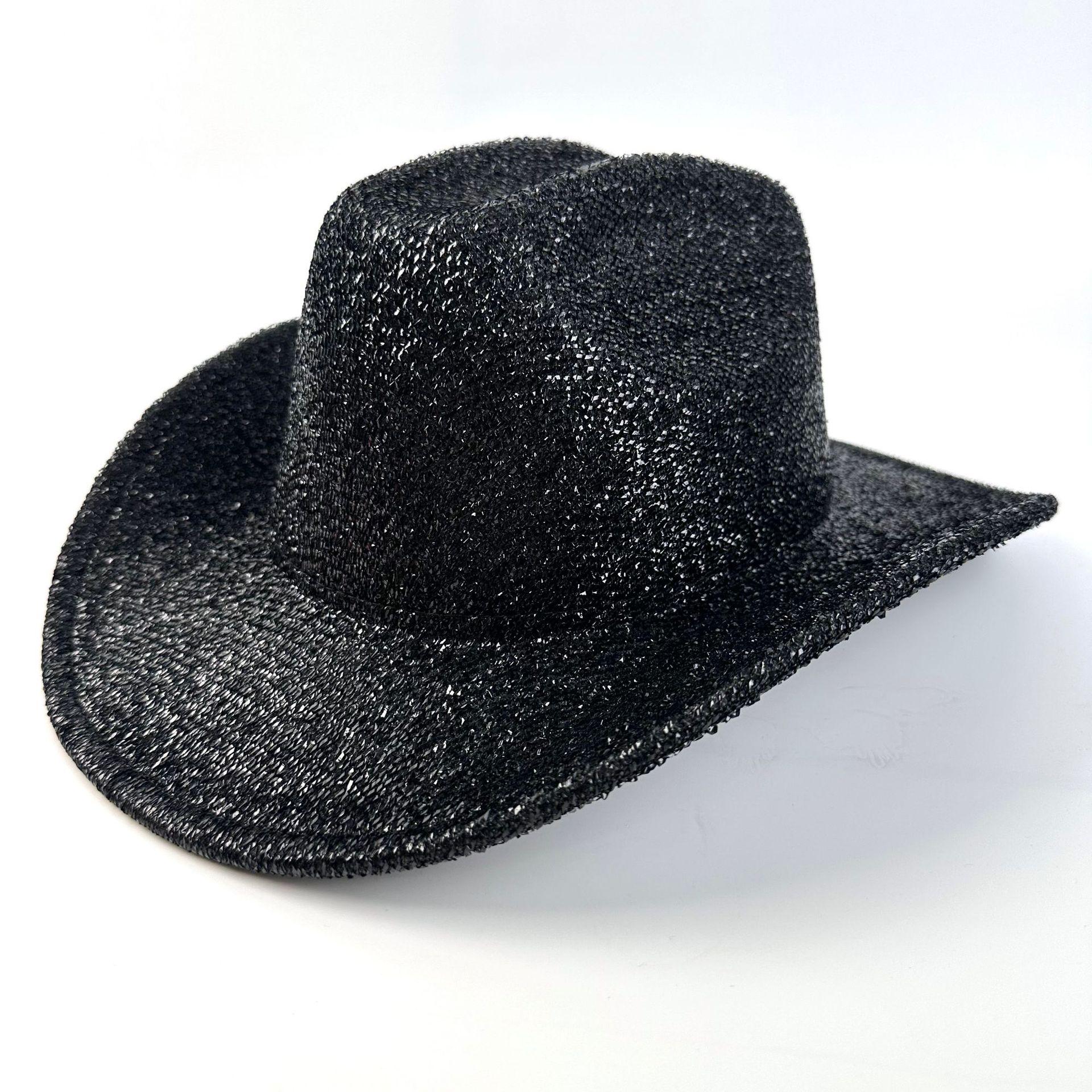 Charm Clothings Women's Champagne Party Sequined Jazz Hat Western Cowboy Hat Stage Performance Hat Colorful Top Hat 56-58Cm