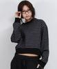 Deumakeu Stripe Crop Sweatshirt - Black