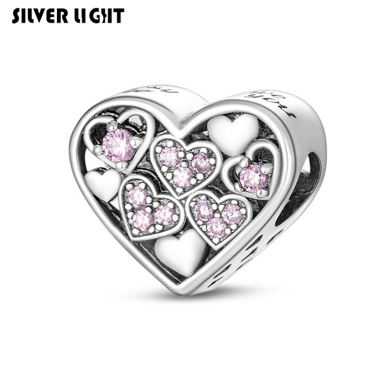 

Подвески из стерлингового серебра S925 подходят для оригинального браслета Dazzle с полной инкрустацией цирконом в форме сердца S925 Plata De Ley Подвески для женщин