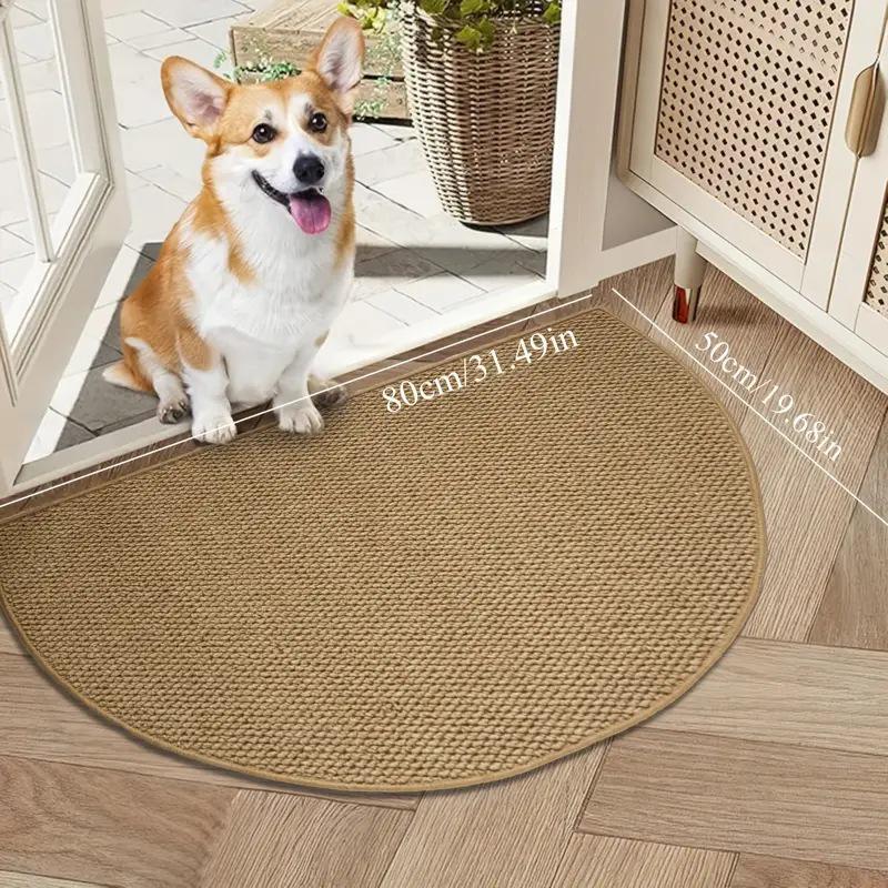 Cat-Proof Solid Color Sisal Doormat, Semicircle Design for Entryway 40x60cm
