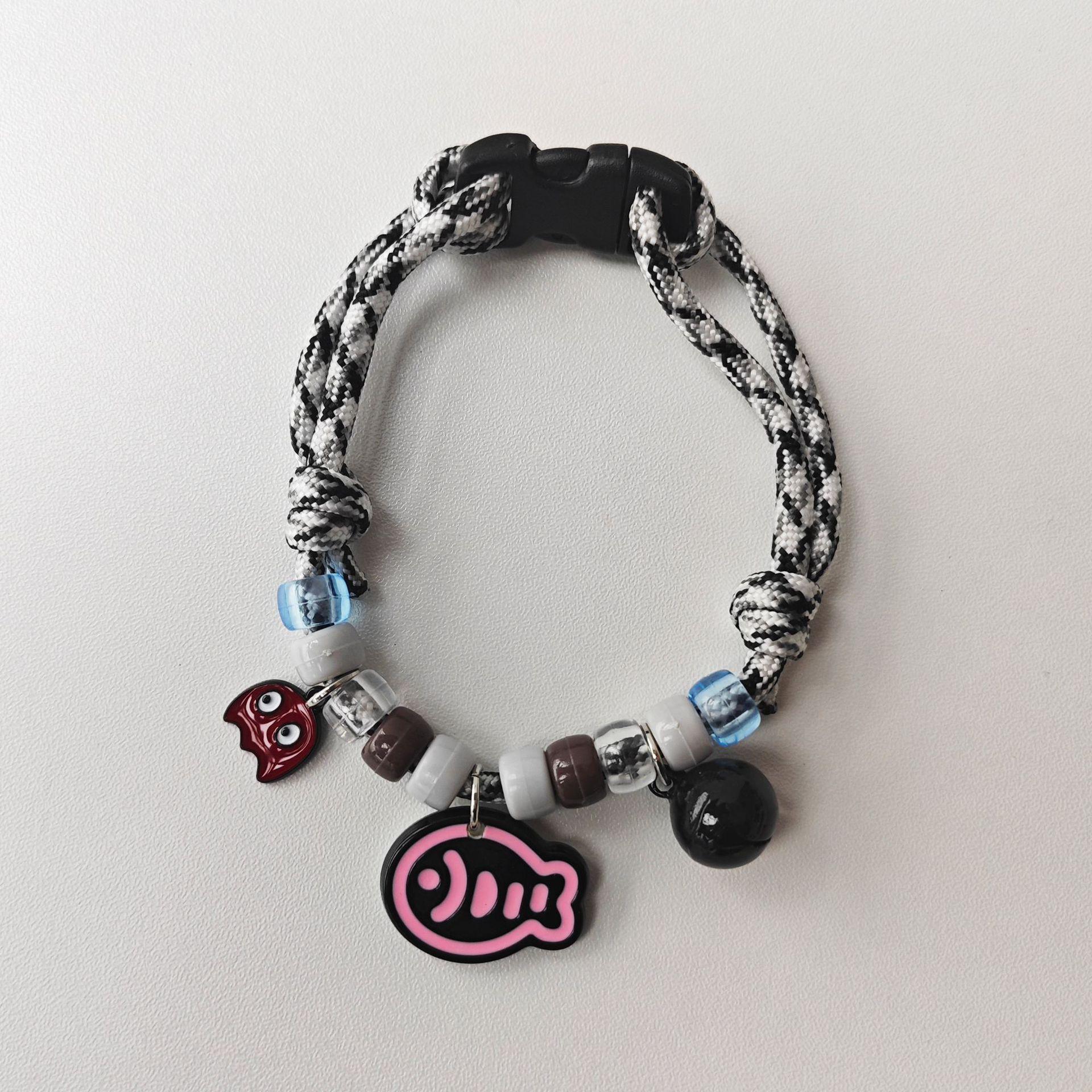 

Pet Cat Dog Collar Color Contrasting Knitted Necklace Summer Fresh Adjustable Silver Gradient Teddy Cross Border One size 18-35cm