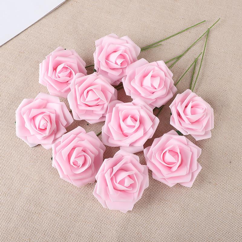 10-50Pcs Rose Artificial Flowers With Stem Foam Fake Roses Wedding Bouquet Centerpieces Decoration Birthday Party DIY Gift Craft