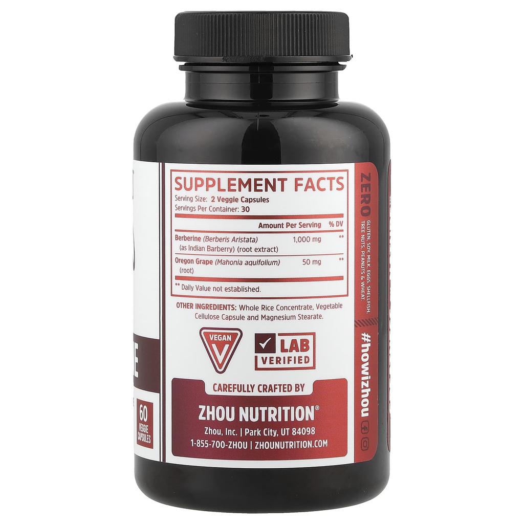 Oregon Grape with Berberine, 1,000Mg, 60 Veggie Caps (500Mg per Capsule)