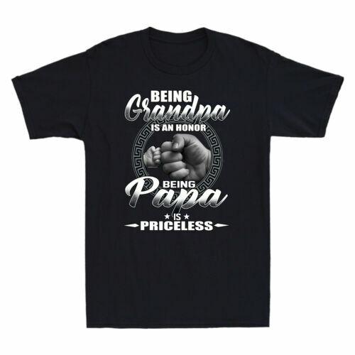 Being Grandpa Is An Honor Being Papa Is Priceless Vintage Men T-shirt Black XXXL