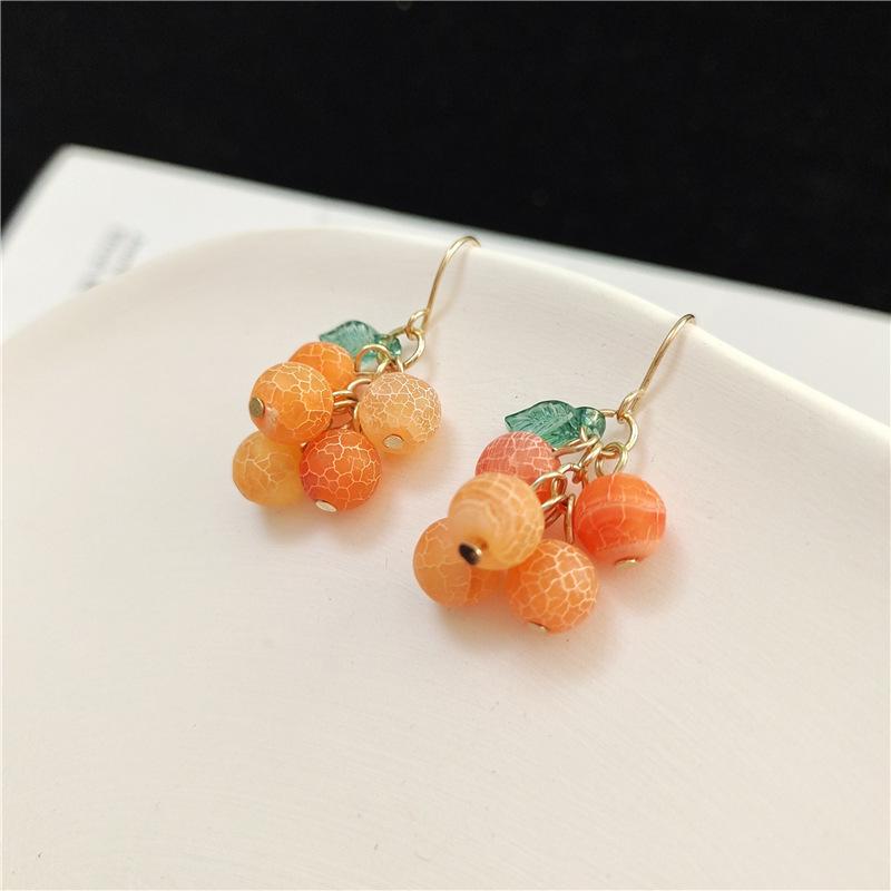 Sweet Orange Tangerine Earrings with S925 Hooks - Cute, Simple, Fresh Style Jewelry