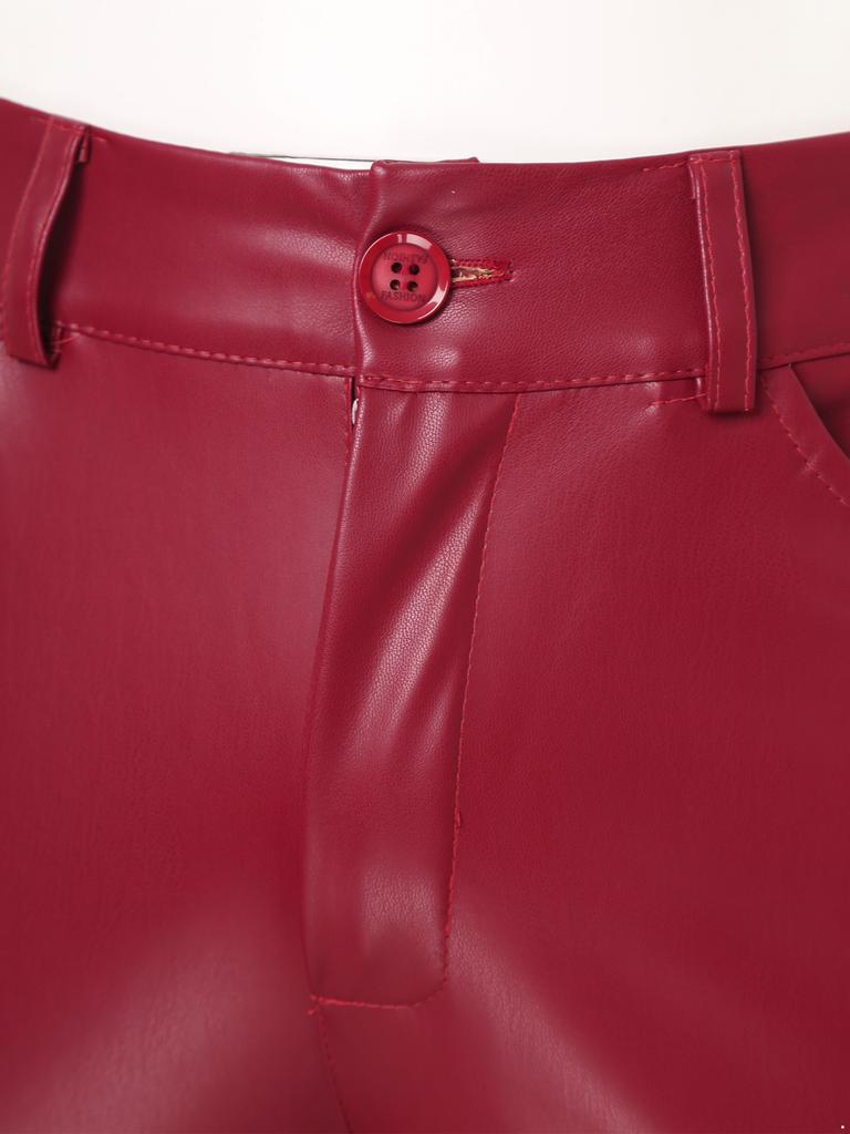 Mens Slim Fit Stretch Fashion Casual Faux Leather Pants Disco Pants Trousers