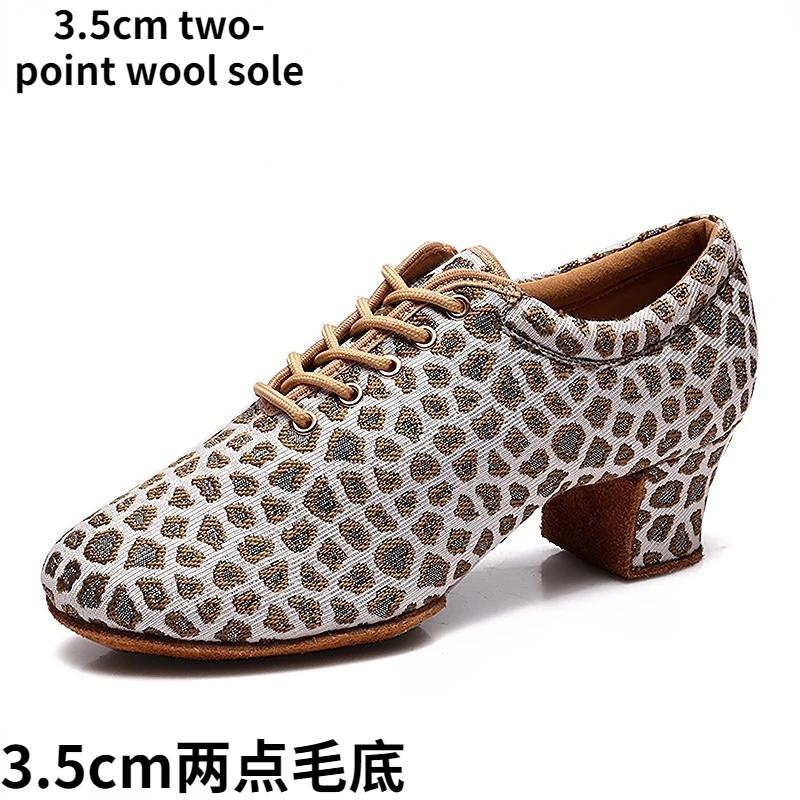 Leopard Latin Dance Shoes Jazz Tango Salsa Woman Modern Ballroom Dance Shoes Teacher Shoes 3.5cm/5cm Heels Dance Sneakers