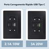 Brazil Standard 20A Wall Power Socket PD 3.0 20W Type-C Dual USB Fast Charge Outlet 118*75mm Flame retardant PC panel Usb Socket