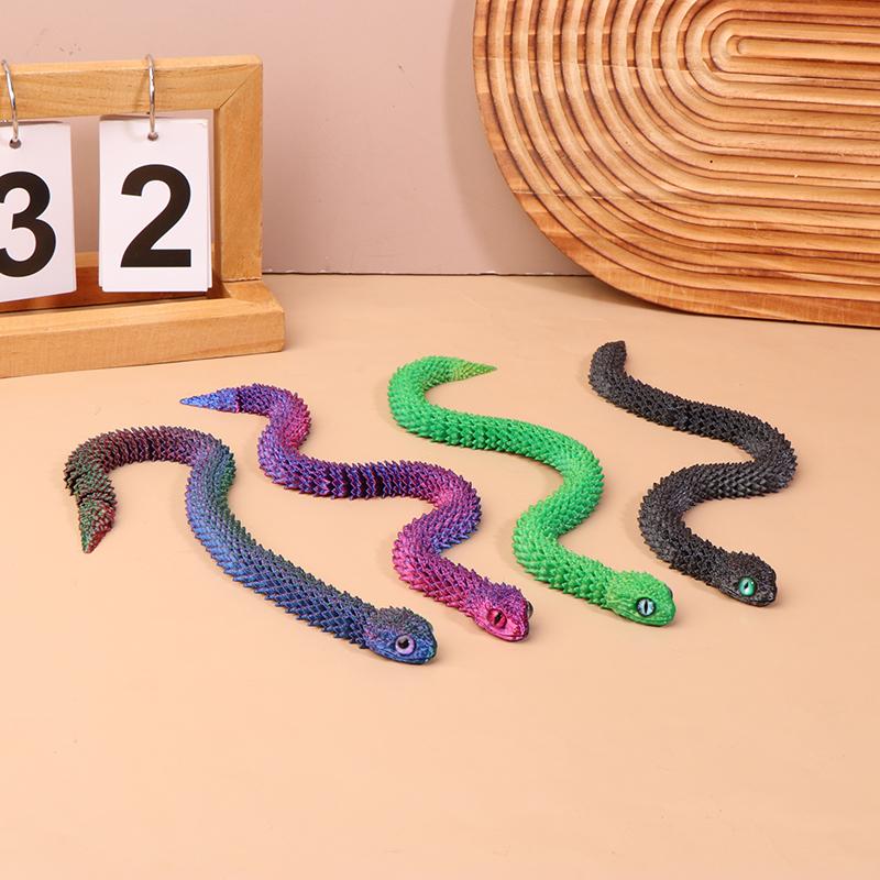 1PC Gifts For Children 3D Printed Snake Simulation Snake Figurine Flexible Joints Office Desk Toy Home Office Decor Ornament